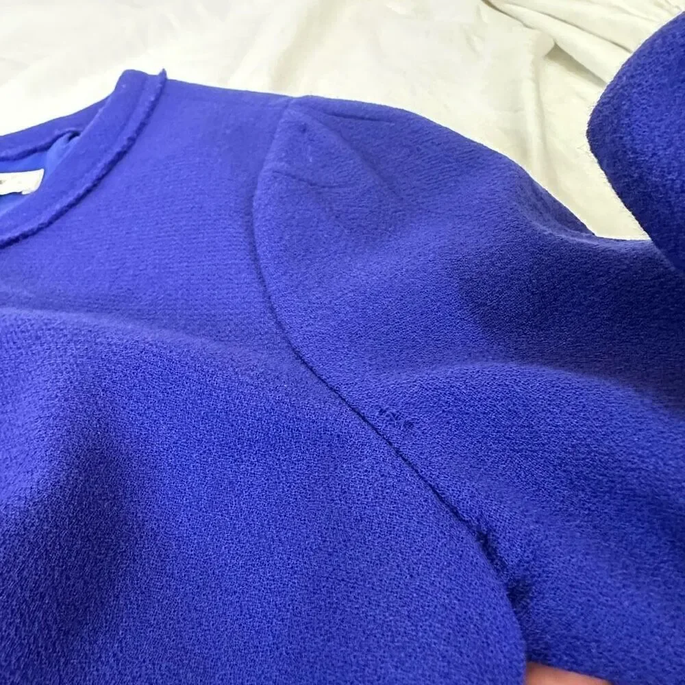 J. Crew‎ Double Face 100% Wool Teddie Dress Womens 6 Royal Blue Preppy Cocktail